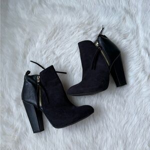 Elegant Black Suede and Leather Ankle Boots